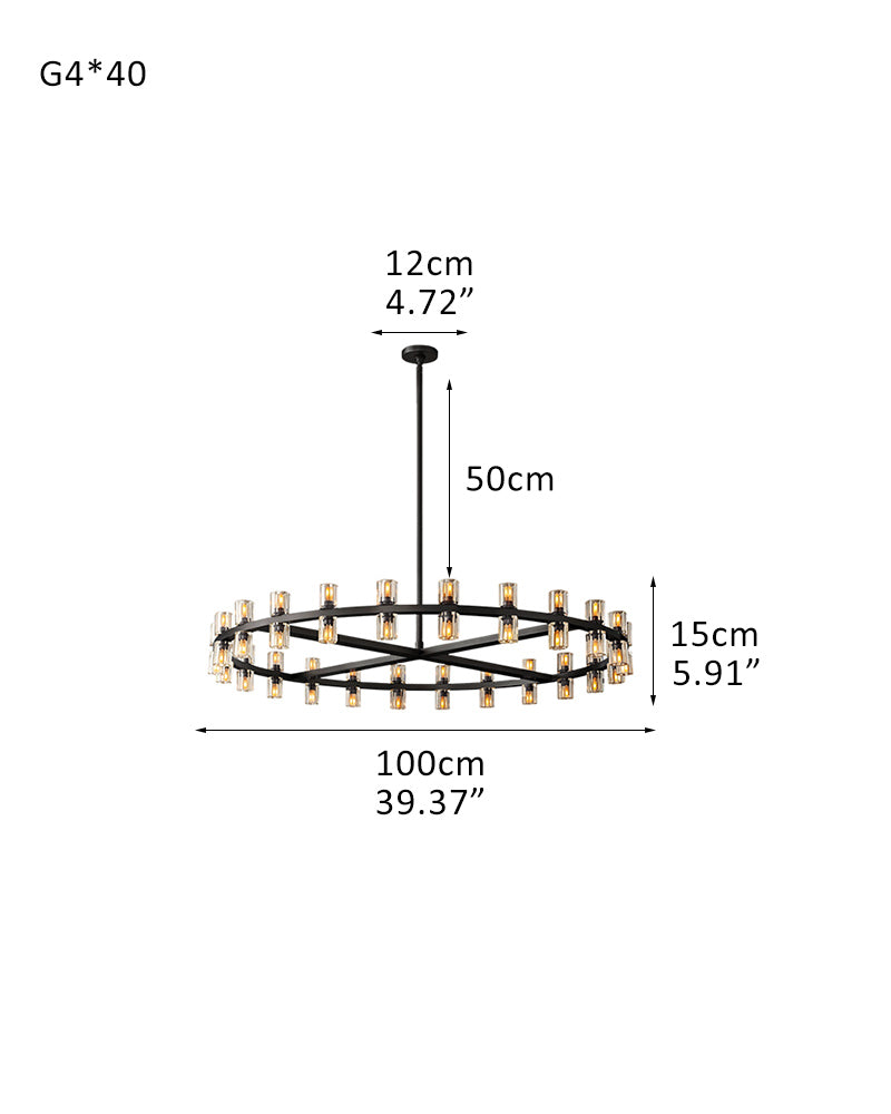 Luxe Brass/Bronze Arcachon Cylinder Crystal Round Chandelier 20" 31" 48" 60" for Lustres Living Room