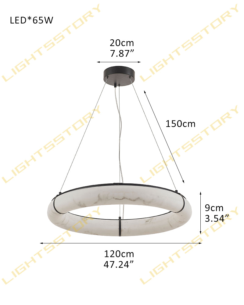 Cora Alabaster Circular Halo Suspended Ring Chandelier - Natural Spanish Alabaster, Lux Gold Trim - Living Rooms & Dining Rooms