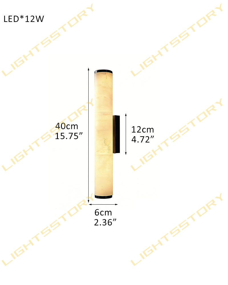 LightsStory Series Geometric Wall Sconce | Cylindrical Dual-Lighting Natural Marble and Polished Copper, Polished Copper finish for Hallways, Bedside Accents, and Living Areas D6*H40CM D2.36*H15.75" White + Black Flush Mounted Wall Sconce Lamp