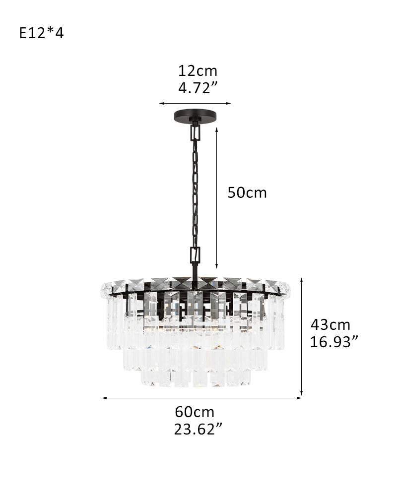 Luxe Arden Glass Crystal Lustre Round Chandelier Indoor Lightiing Gold/Black for living room