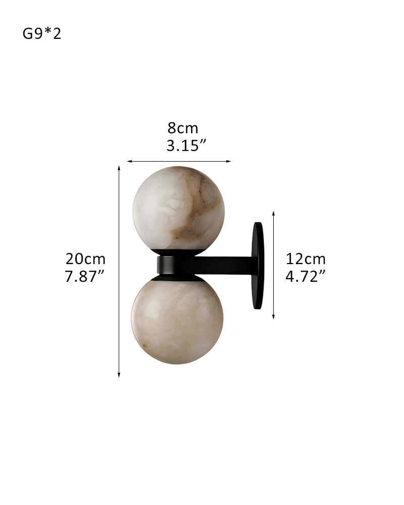 LightsStory Timeless Alabaster Round Wall Light - Heritage Brass