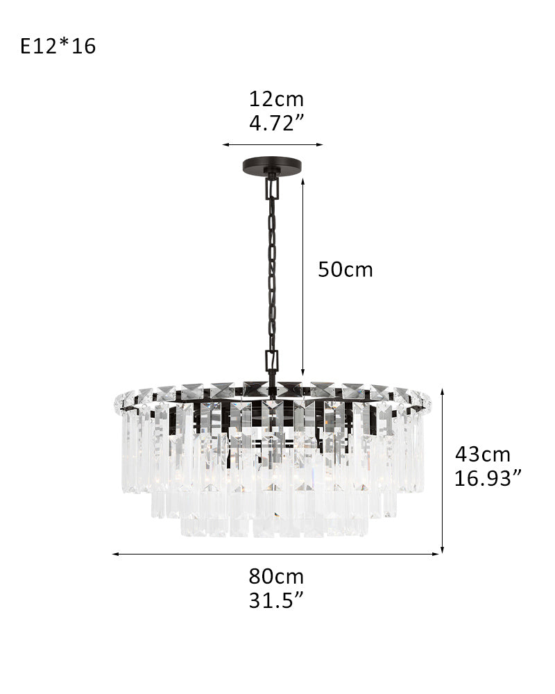 Luxe Arden Glass Crystal Lustre Round Chandelier Indoor Lightiing Gold/Black for living room