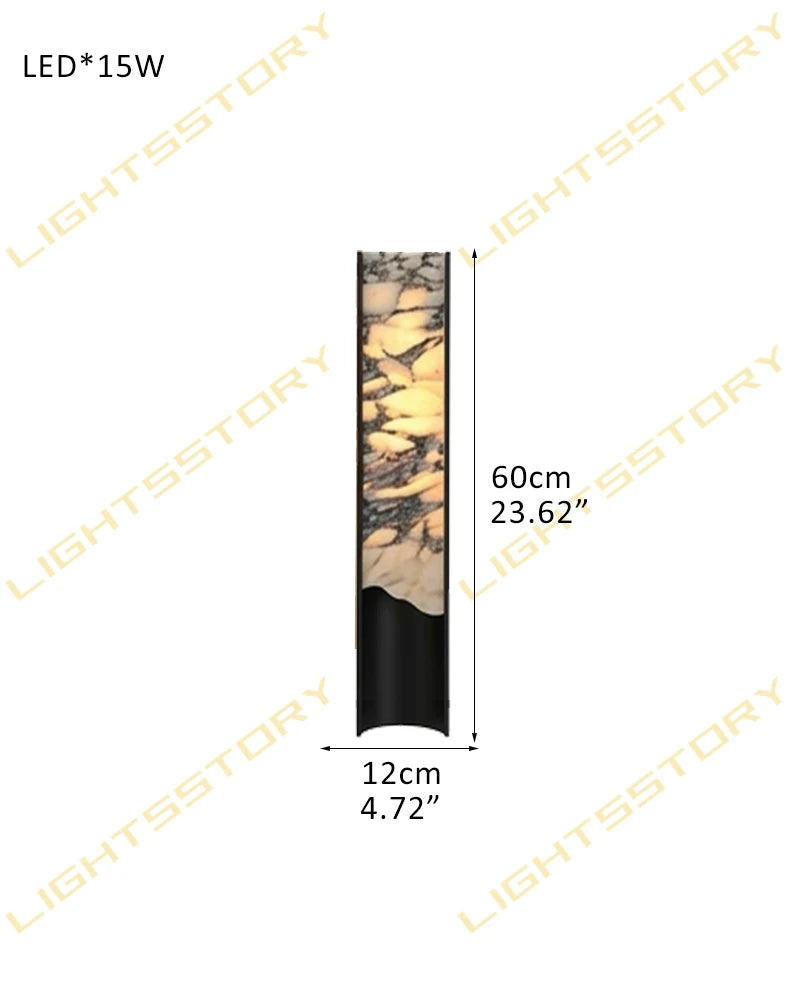 LightsStory Series Alabaster Square Wall Sconces, Natural Stone Brass & Black Metal LED Wall Lights A-D12*H60CM(alabaster in left) Black Flush Mounted Wall Sconce Lamp
