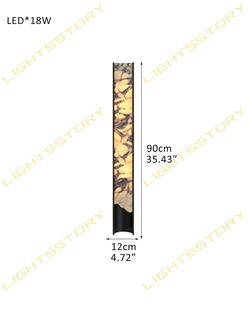 LightsStory Series Alabaster Square Wall Sconces, Natural Stone Brass & Black Metal LED Wall Lights A-D12*H90CM(alabaster in left) Black Flush Mounted Wall Sconce Lamp