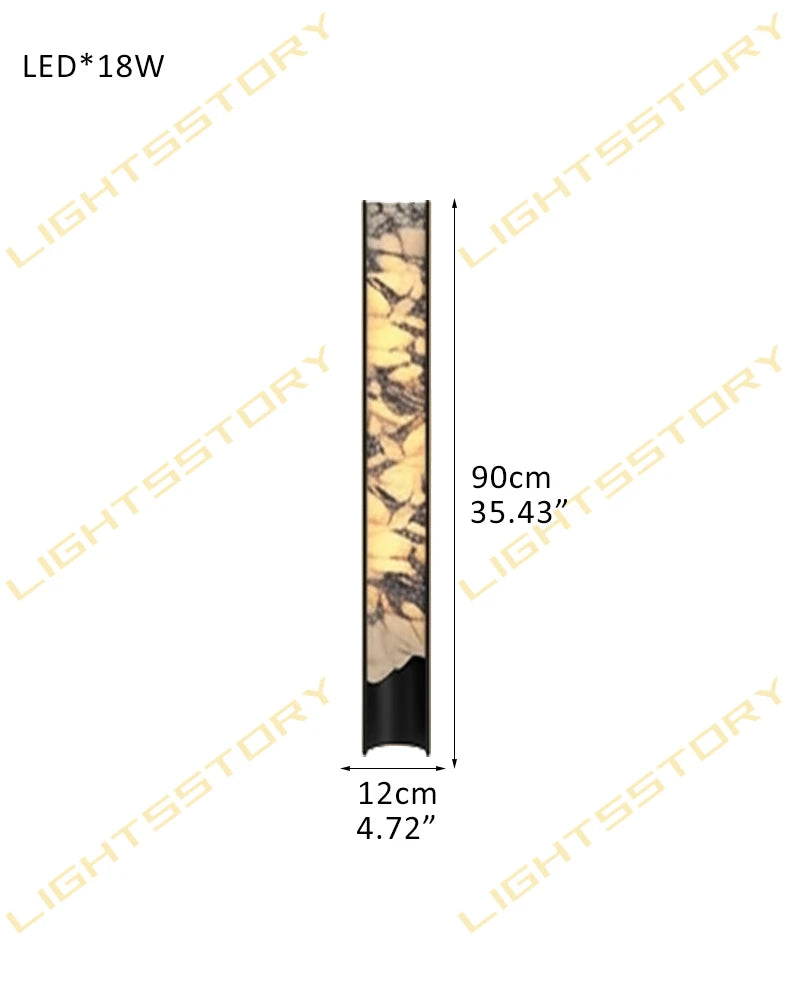 LightsStory Series Alabaster Square Wall Sconces, Natural Stone Brass & Black Metal LED Wall Lights B-D12*H90CM(alabaster in right) Black Flush Mounted Wall Sconce Lamp