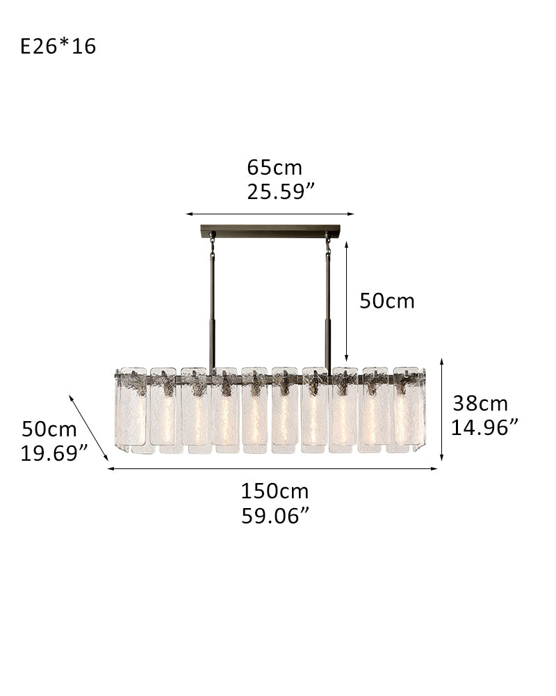 Calamette Clear Glass Linear Chandelier Indoor Lighting Wide 60" 71" for Kitchen Island
