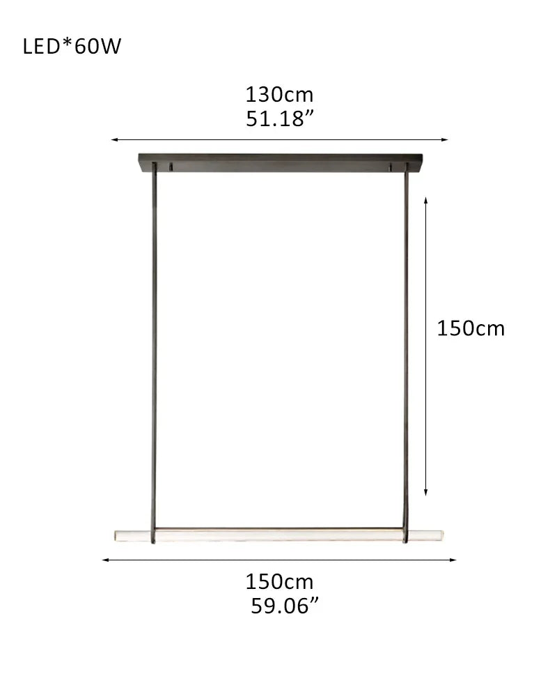 Valence Series Architectural Linear Chandelier | Triple Bar Prism Meticulously crafted clear prisms with vertical brass drops, Lacquered Burnished Brass and Black for Dining Rooms and Kitchen Islands Single-L150CM L59" Black American chandelier