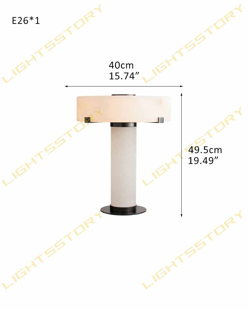 Ascot Series Architectural Table Lamp | Hand-Carved Column Natural Alabaster, Polished Brass and Black Accents for Contemporary Living Spaces Modern Table lamp