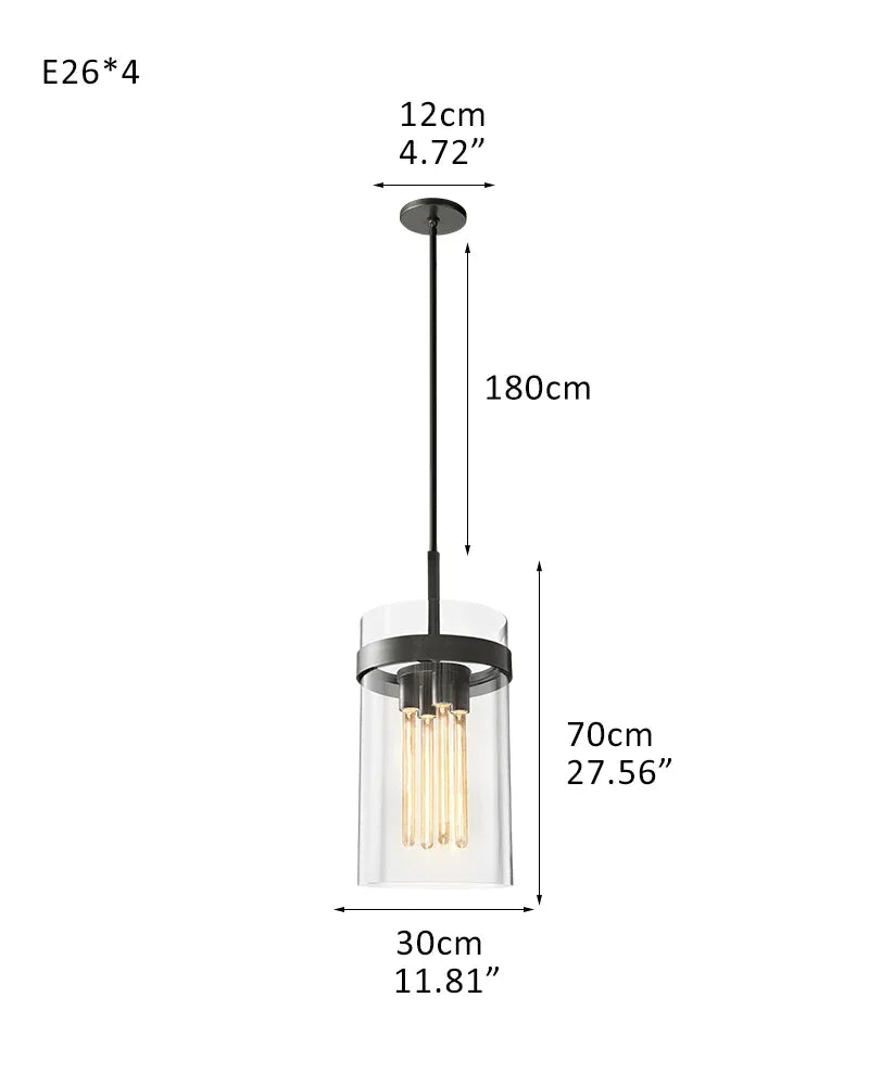 LightsStory Series Geometric Chandelier | Round Wheel Premium hand-blown glass and solid brass construction, Black Stainless finish for Dining Rooms and Living Areas 4-light-D30*H70CM D11.81"*H27.56"-Pendant Black American chandelier