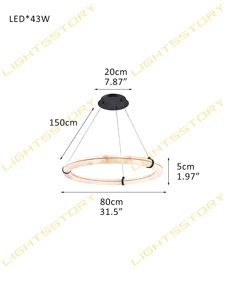 Cora Alabaster Circular Halo Ring Chandelier - Natural Spanish Alabaster, Lux Gold Trim - Dining Rooms & Kitchens