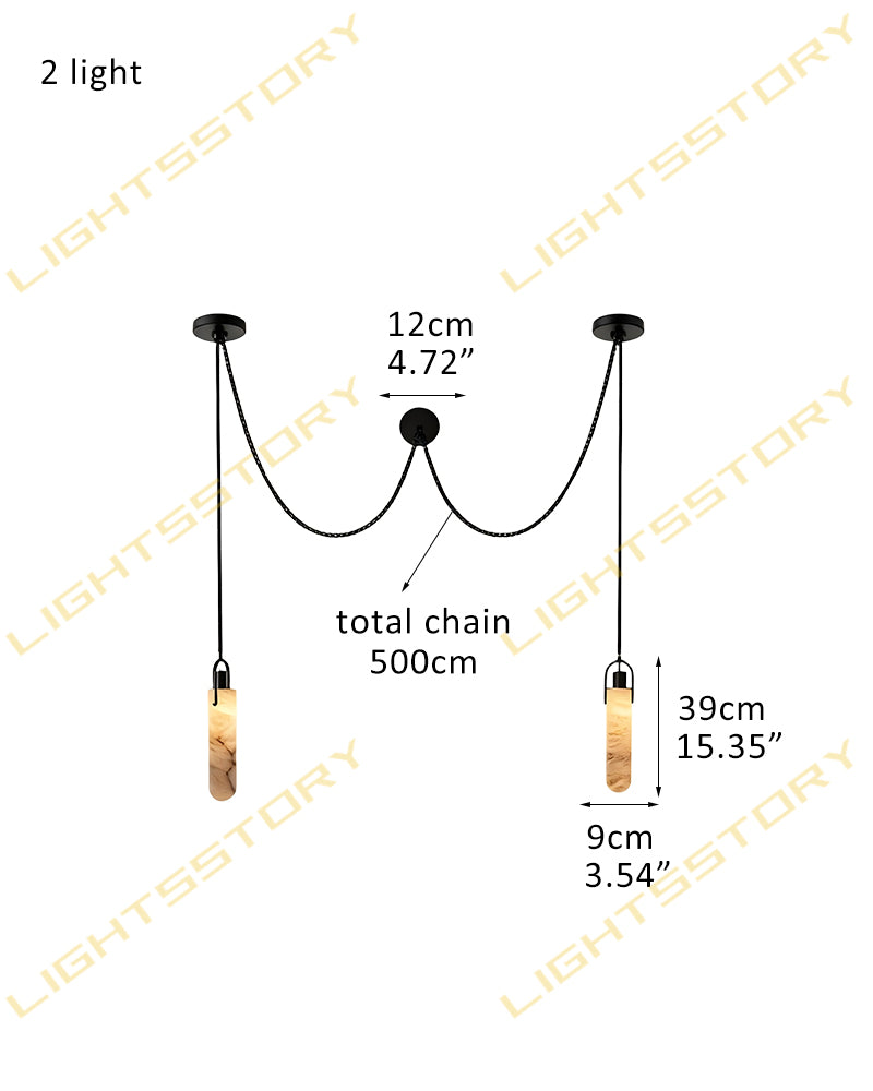 Linear Alabaster Cluster Pendant Light - Natural Spanish Alabaster, Matte Brass & Black Trim - Luxury Home Interior Lighting