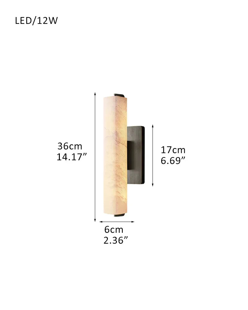 LightsStory Series Geometric Wall Sconce | Vertical Brass Lines Sleek Brass and Raw Veined Alabaster, Burnished Brass and Black finish for Modern Living Rooms and Hallways Single-D6*H36CM D2.5"*H14"-S Black + White Flush Mounted Wall Sconce Lamp