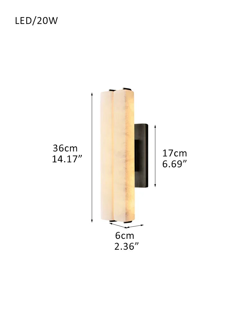 Valence Series Architectural Wall Sconce | Vertical Linear Sleek Brass and Raw Veined Alabaster, Burnished Brass and Black for Modern Living Rooms and Hallways Double-D6*H36CM D2.5"*H14"-S Black + White Flush Mounted Wall Sconce Lamp