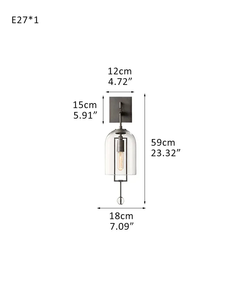 Rockport Series Geometric Wall Sconce | Sculptural Stems Ribbed borosilicate glass and lacquered metal, Brushed Brass accents for Dining rooms, lobbies, and modern open spaces D18*H59CM D7.09"*H23.23" Black Flush Mounted Wall Sconce Lamp