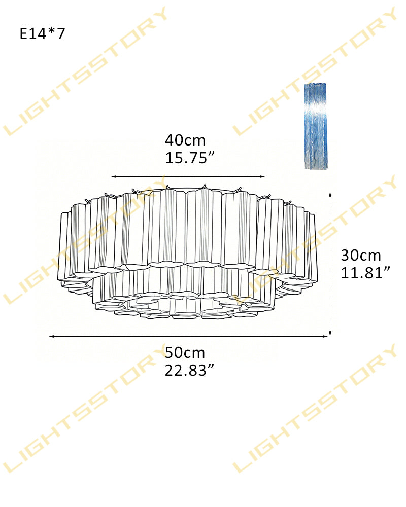 7 Lights Amber Glass Tubes Semi-Flush Ceiling Mount Lights Wide 23in Aged Brass/Black Frame 7-light-D58*H30CM D22.83"*H11.81"(42 tubes) Gold + Blue lass Flush Mounted Ceiling Lamp