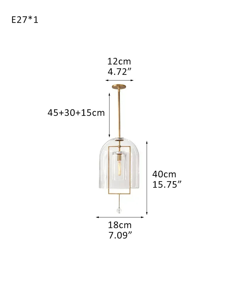LightsStory Series Geometric Chandelier | Round Hand-Blown Glass and Metal, Brushed Black finish for Modern Dining Rooms and Entryways 1-light-D18*H40CM D7.09"*H15.75" Brass American Vintage chandelier lamp