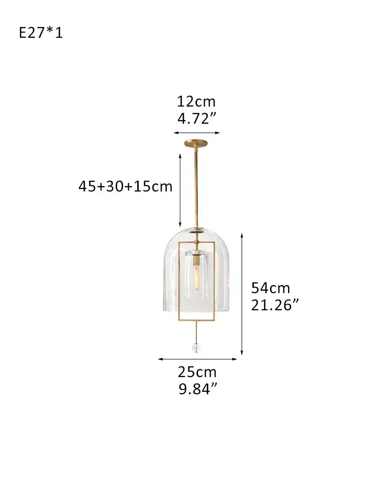 LightsStory Series Geometric Pendant Light | Sculptural Orb Hand-Blown Clear Glass and Black Copper, Black Copper finish for Modern Dining Rooms and Kitchen Islands 1-light-D25*H40CM D9.84"*H15.75" Brass American Vintage chandelier lamp