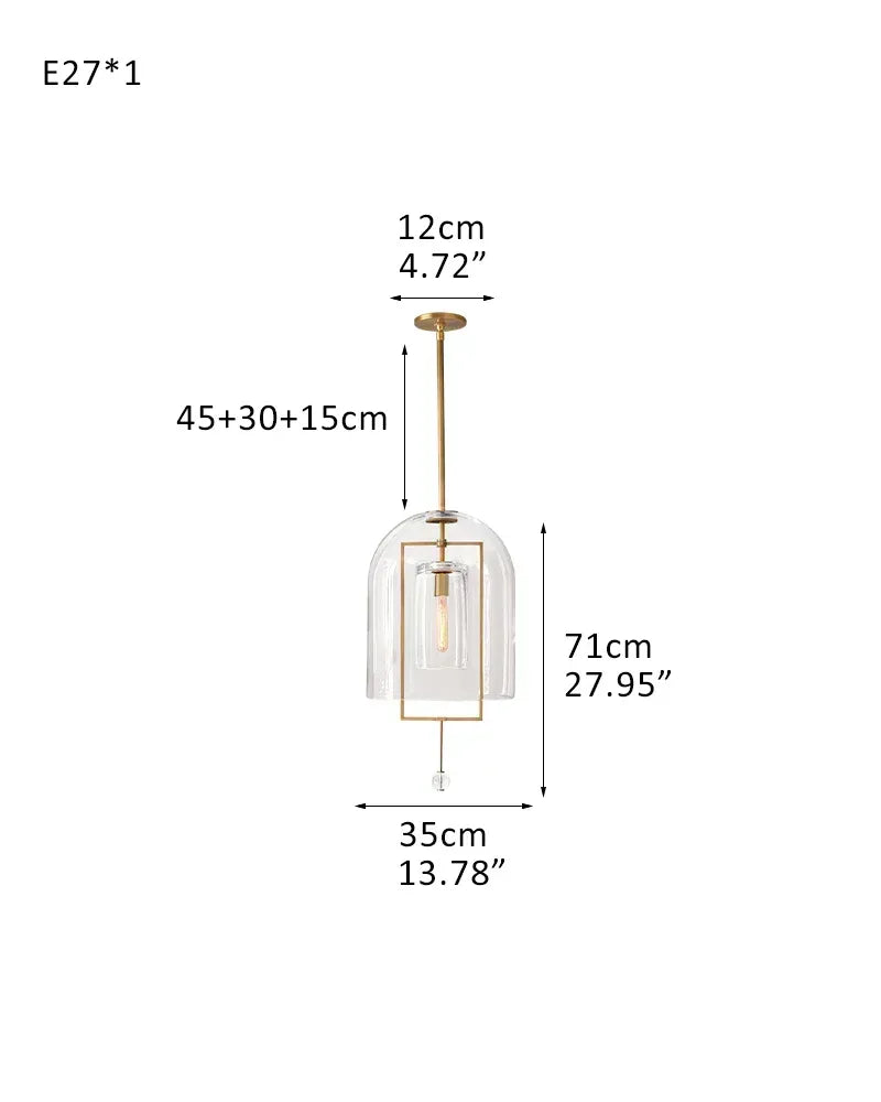 LightsStory Series Geometric Pendant Light | Sculptural Orb Hand-Blown Clear Glass and Black Copper, Black Copper finish for Modern Dining Rooms and Kitchen Islands 1-light-D35*H40CM D13.78"*H15.75" Brass American Vintage chandelier lamp