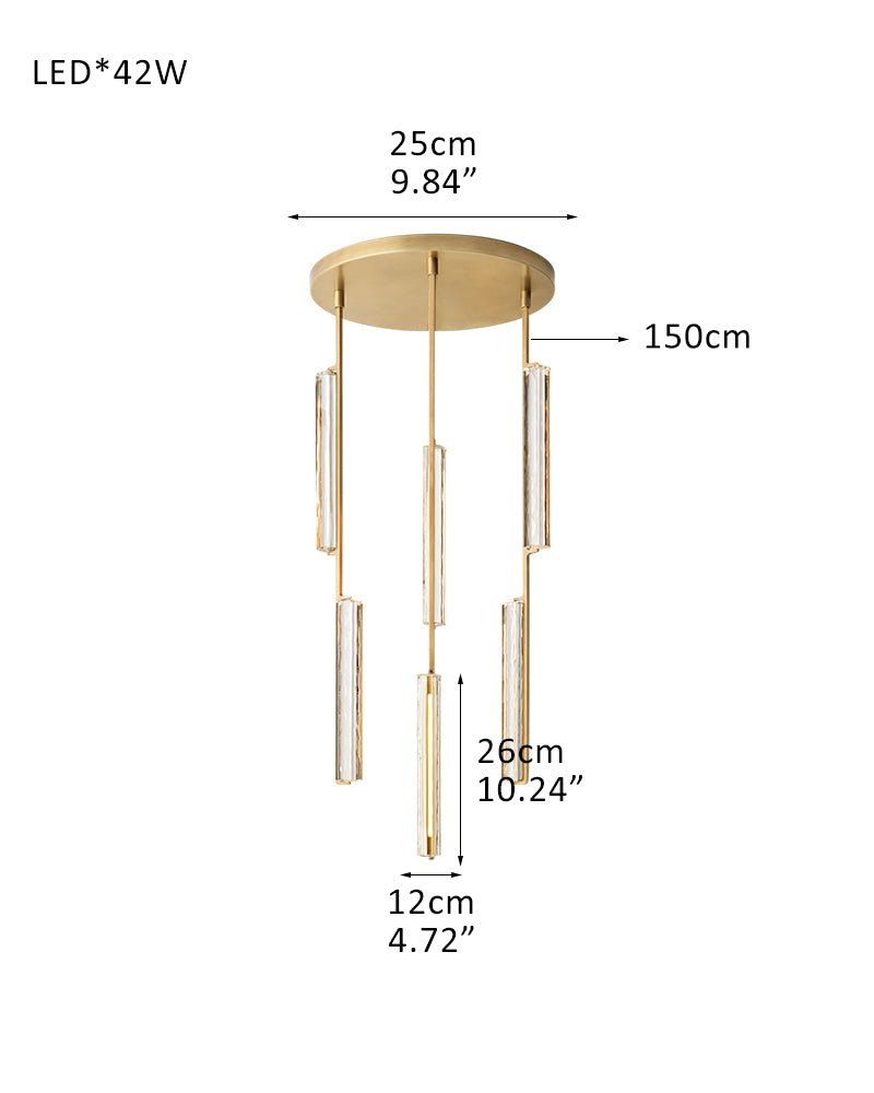 Audubon Crystal On Vertical Brass/Black Drops Linear Chandelier Collection