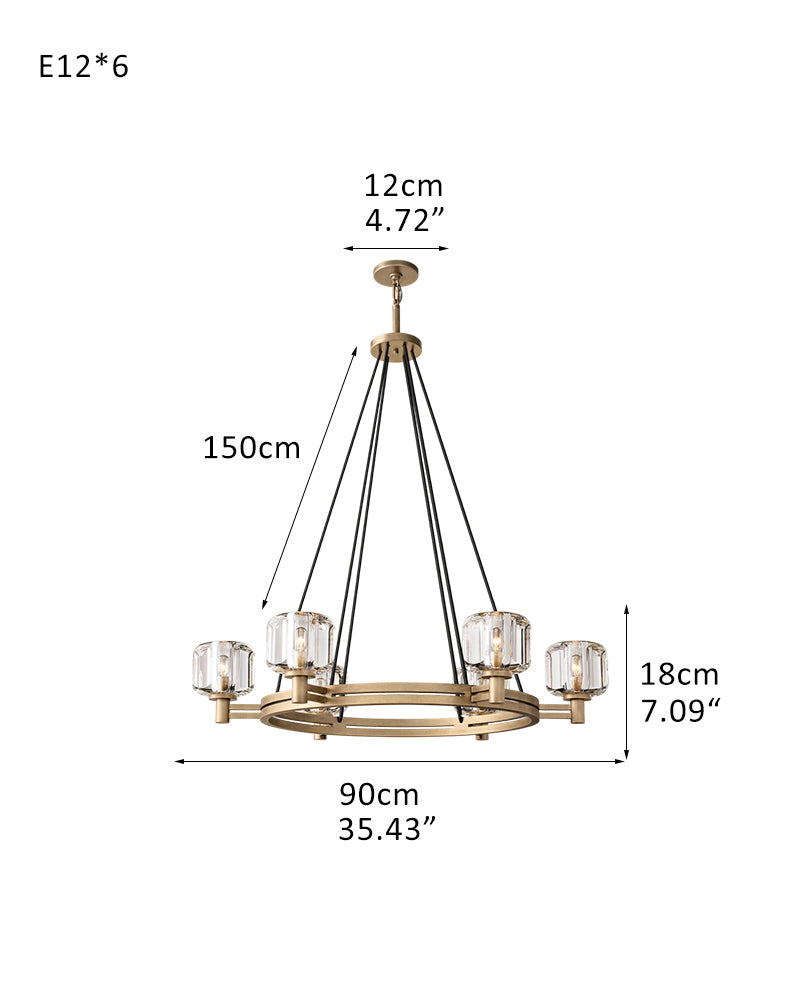 Luxury Large Crystal Chandeliers Round Brass Bronze Light Fixture for Living Room Decoration Lamparas