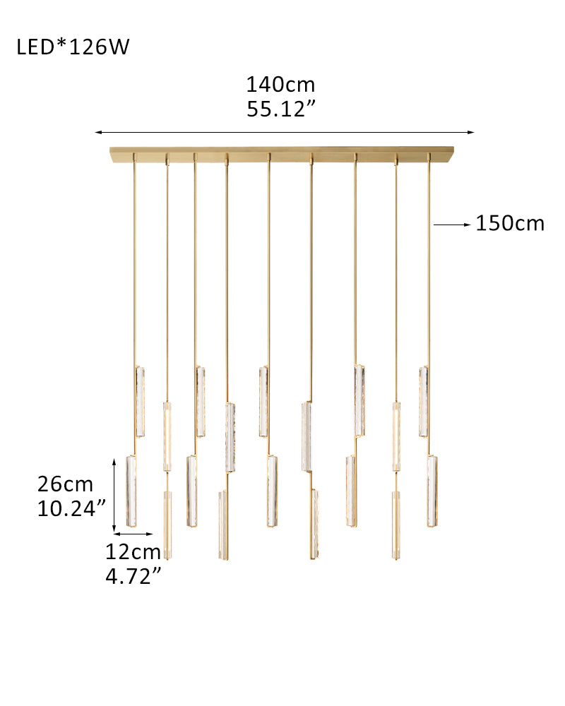 Audubon Crystal On Vertical Brass/Black Drops Linear Chandelier Collection