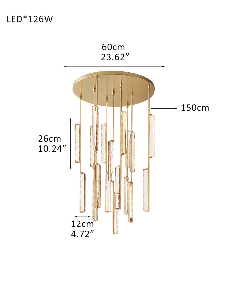 Audubon Crystal On Vertical Brass/Black Drops Linear Chandelier Collection