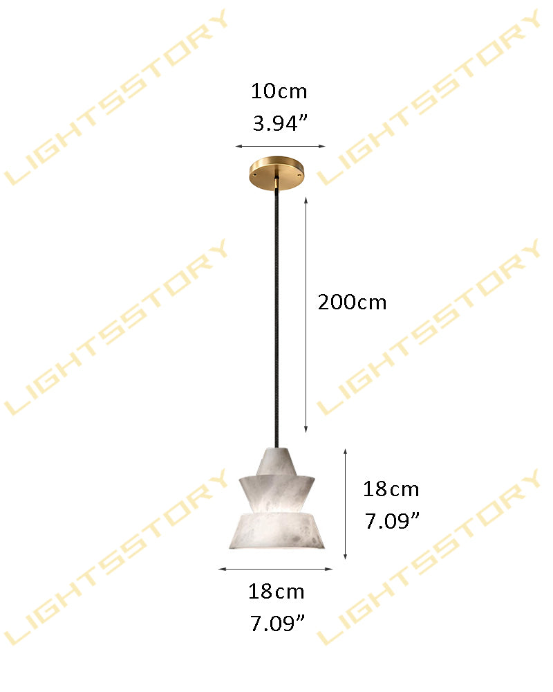 Alabaster Geometric Tiered Pagoda Cluster Pendant Light - Natural Spanish Alabaster Pagodas, Serene Black Finishes - Kitchens, Dining & Living Rooms