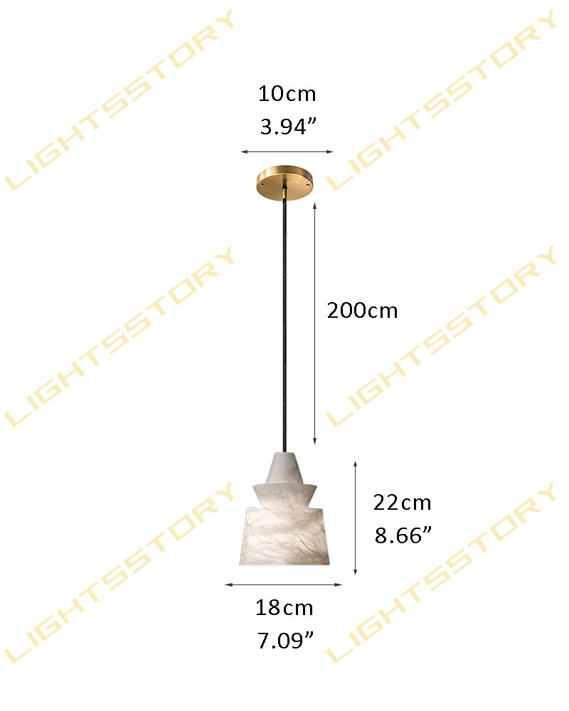 Alabaster Geometric Tiered Pagoda Cluster Pendant Light - Natural Spanish Alabaster Pagodas, Serene Black Finishes - Kitchens, Dining & Living Rooms