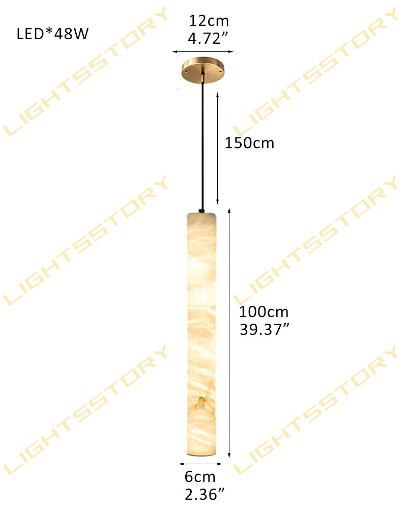 Alabaster Cascading Slimline Candle Column Cluster Pendant Light - Natural Spanish Alabaster, Serene Black Trim - Kitchens, Dining & Living Rooms