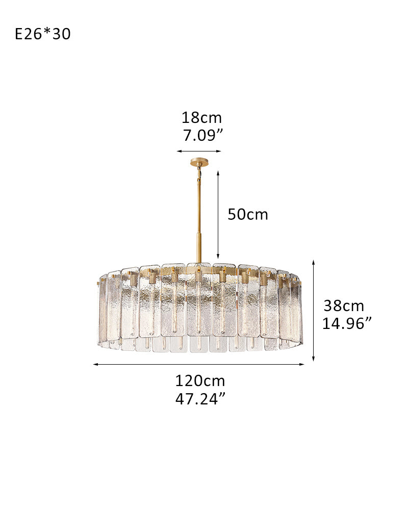 Calamette Clear Glass Round Chandelier Indoor Lighting Wide 36" 48" 60" Lacquered Burnished Brass/Black