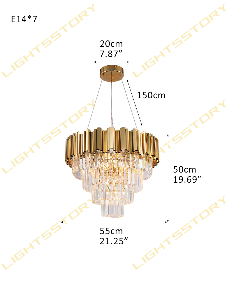 Bordeaux Multi Tiered K9 Crystal Silver Fluted Waterfall Chandelier - Lux Silver Trim - Living Rooms, Dining Rooms & Foyers