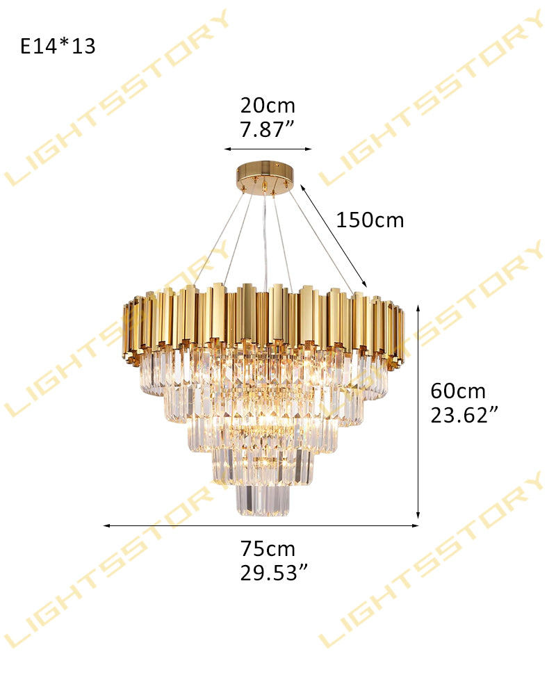Bordeaux Multi Tiered K9 Crystal Silver Fluted Waterfall Chandelier - Lux Silver Trim - Living Rooms, Dining Rooms & Foyers