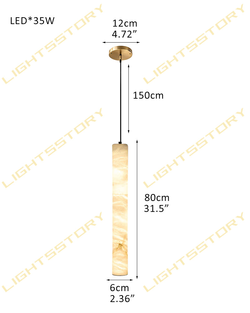 Alabaster Cascading Slimline Candle Column Cluster Pendant Light - Natural Spanish Alabaster, Serene Black Trim - Kitchens, Dining & Living Rooms