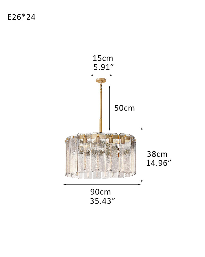 Calamette Clear Glass Round Chandelier Indoor Lighting Wide 36" 48" 60" Lacquered Burnished Brass/Black