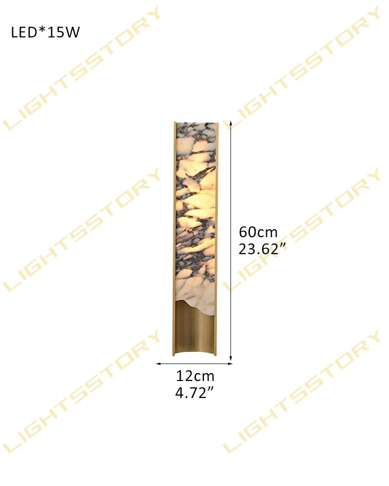 LightsStory Series Alabaster Square Wall Sconces, Natural Stone Brass & Black Metal LED Wall Lights A-D12*H60CM(alabaster in left) Brass Flush Mounted Wall Sconce Lamp