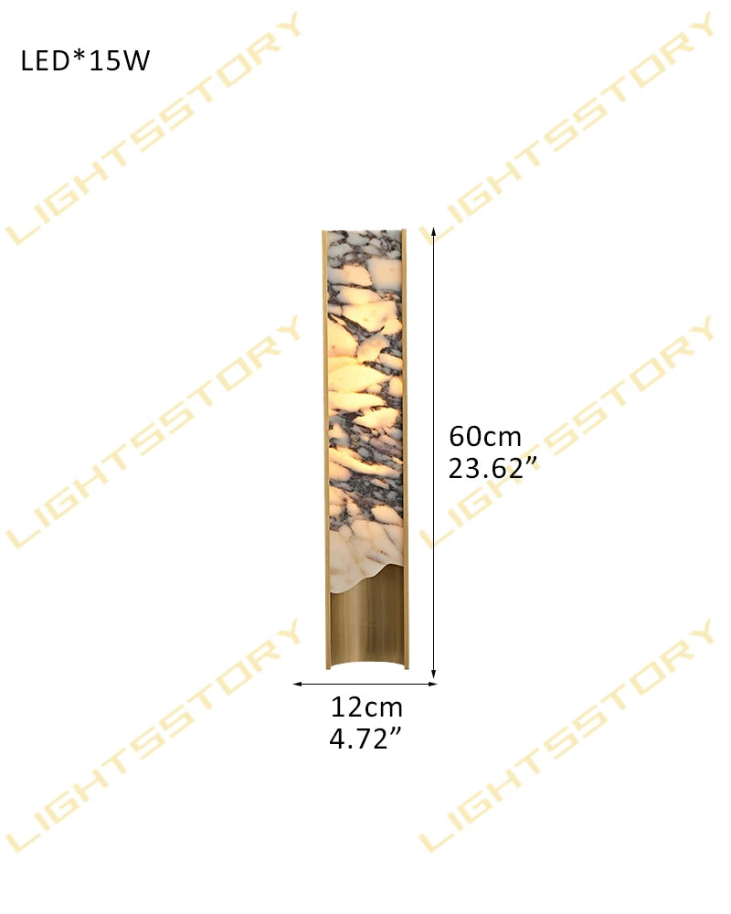 LightsStory Series Alabaster Square Wall Sconces, Natural Stone Brass & Black Metal LED Wall Lights B-D12*H60CM(alabaster in right) Brass Flush Mounted Wall Sconce Lamp