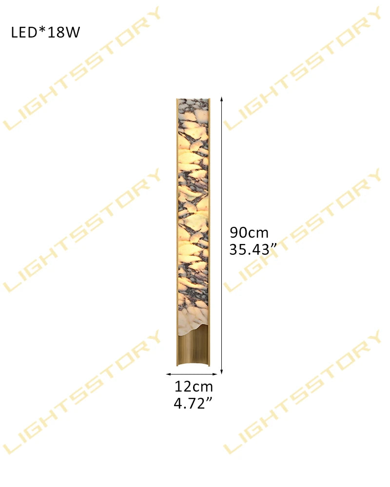 LightsStory Series Alabaster Square Wall Sconces, Natural Stone Brass & Black Metal LED Wall Lights B-D12*H90CM(alabaster in right) Brass Flush Mounted Wall Sconce Lamp