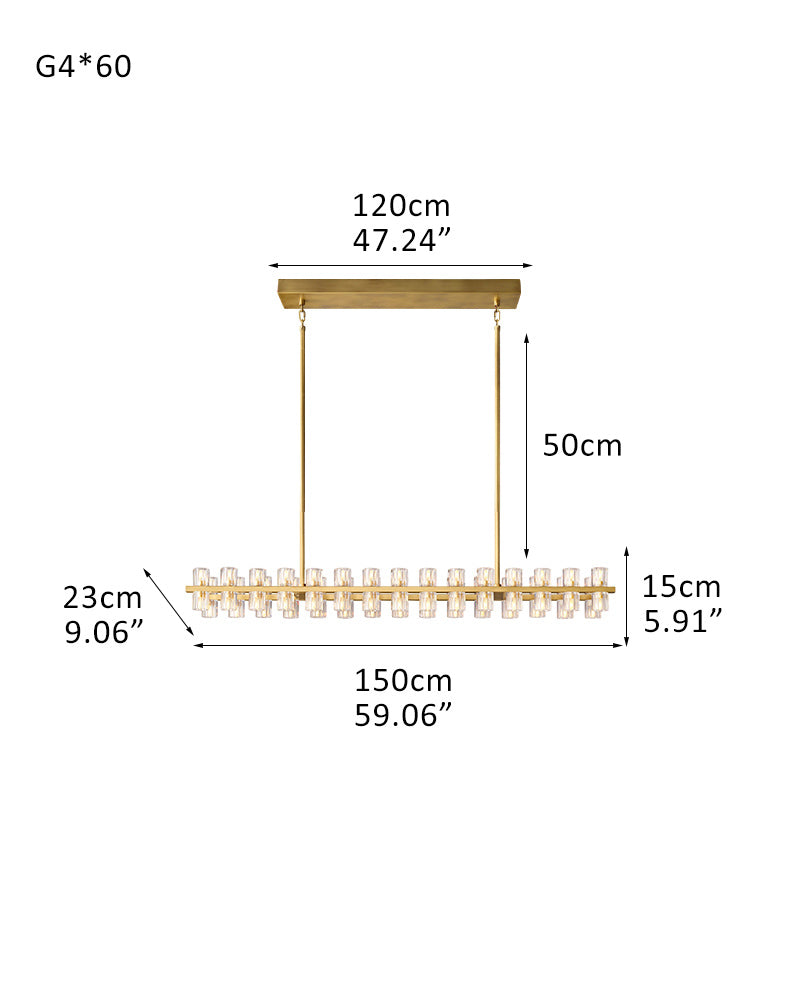 Lacquered Brass/Black Wagon Wheel Arcachon Crystal Rectangular Chandelier 48" 60" 72"