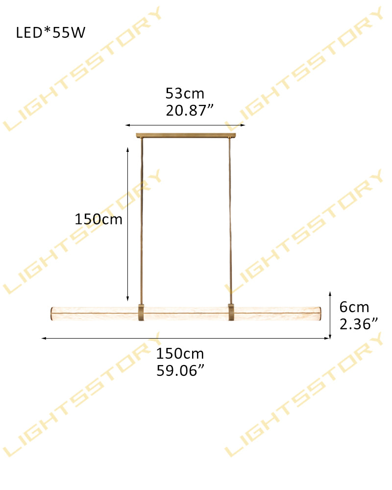 Cora Alabaster Linear Halo Rod Pendant Light - Natural Spanish Alabaster, Lux Gold Trim - Kitchen Islands & Dining Rooms