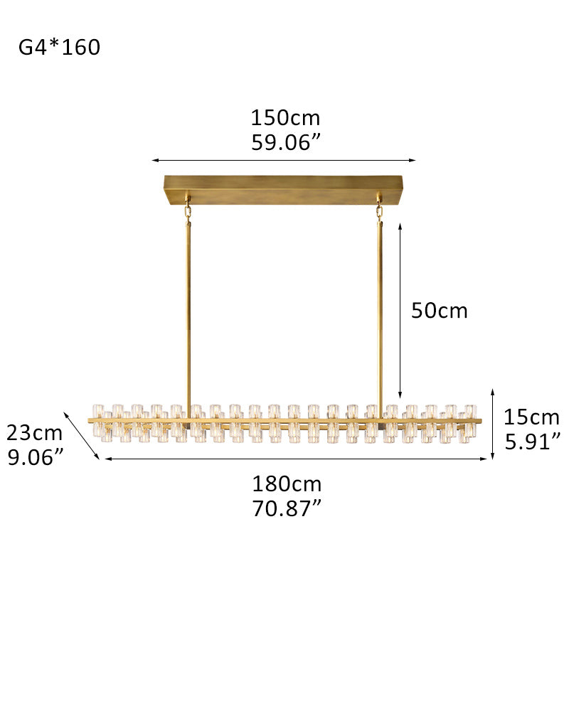 Lacquered Brass/Black Wagon Wheel Arcachon Crystal Rectangular Chandelier 48" 60" 72"