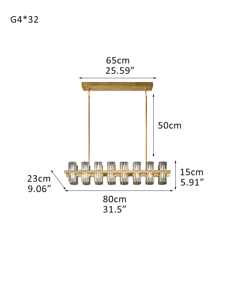 Lacquered Brass/Black Wagon Wheel Arcachon Crystal Rectangular Chandelier 48" 60" 72"
