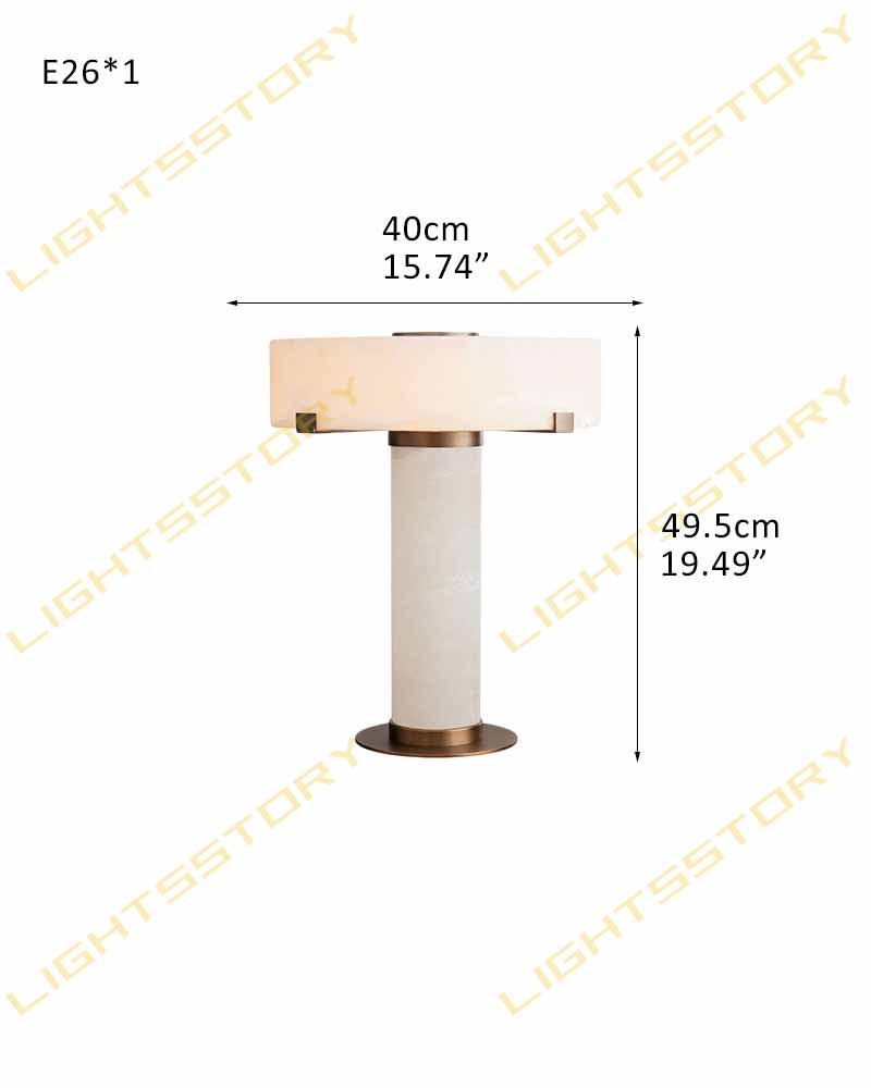 Ascot Series Architectural Table Lamp | Hand-Carved Column Natural Alabaster, Polished Brass and Black Accents for Contemporary Living Spaces W40*D40*H49.5CM W15.75"*D15.75"*H19.5" Modern Table lamp