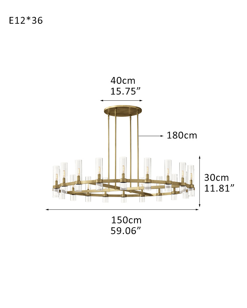 Foyer Dimming Lighting Vintage Brass Stainless Wheel Ravelle Clear Glass Round Chandelier