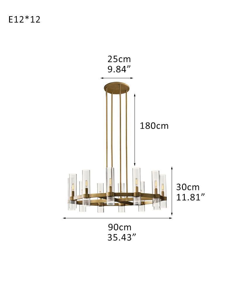 Foyer Dimming Lighting Vintage Brass Stainless Wheel Ravelle Clear Glass Round Chandelier