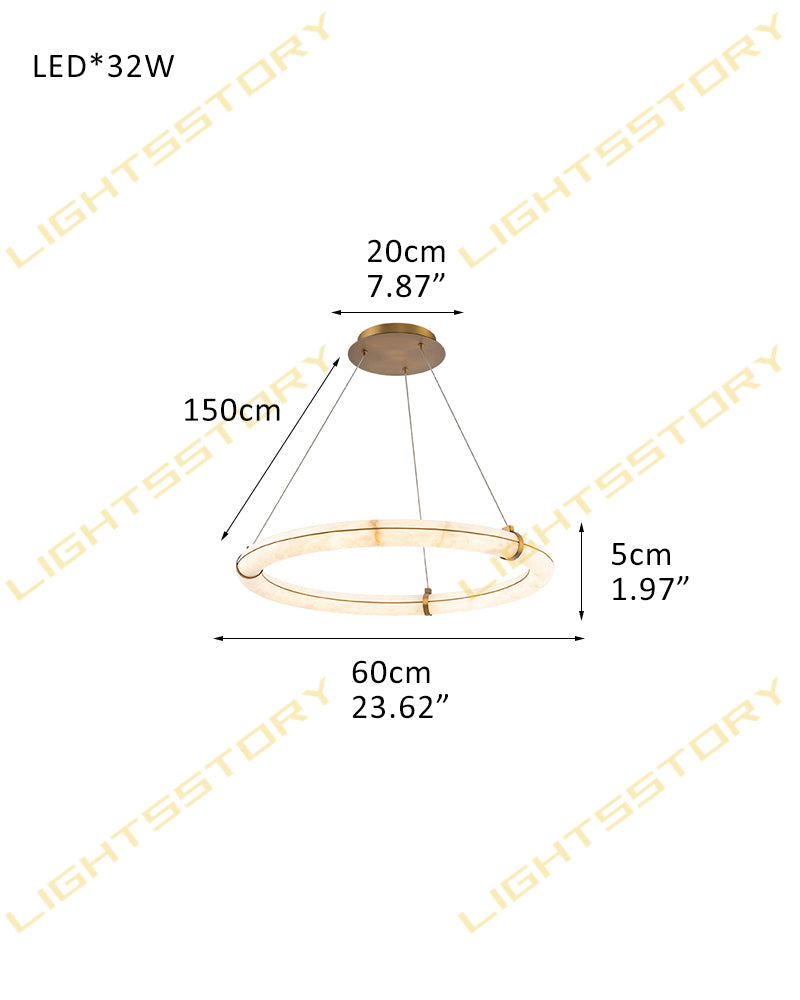 Cora Alabaster Circular Halo Ring Chandelier - Natural Spanish Alabaster, Lux Gold Trim - Dining Rooms & Kitchens