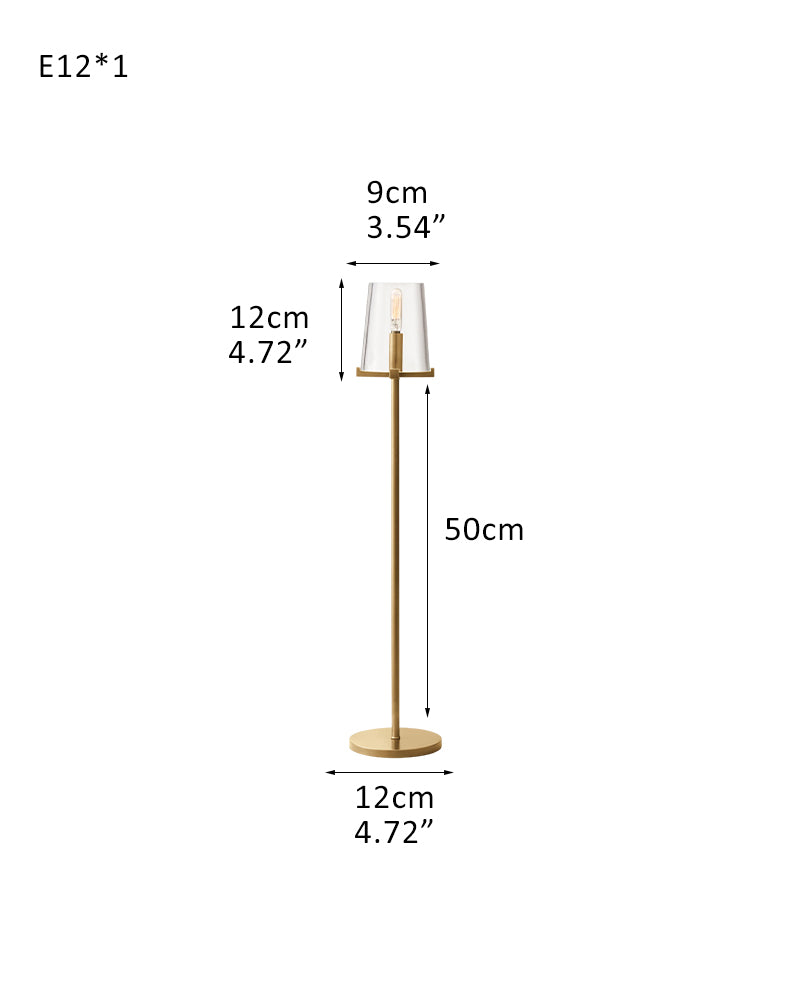 Lacquered Brass/Black Pauillac Round Clear Glass High Standing Floor Lamp 59" High
