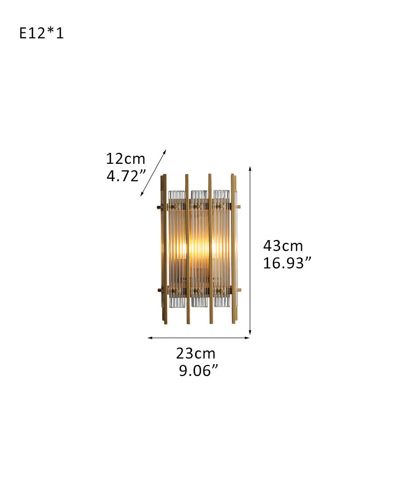 2/4/6 lights San Marco Tier Ribbed Glass Wall Sonces in Antiqued Brass/Black Steel