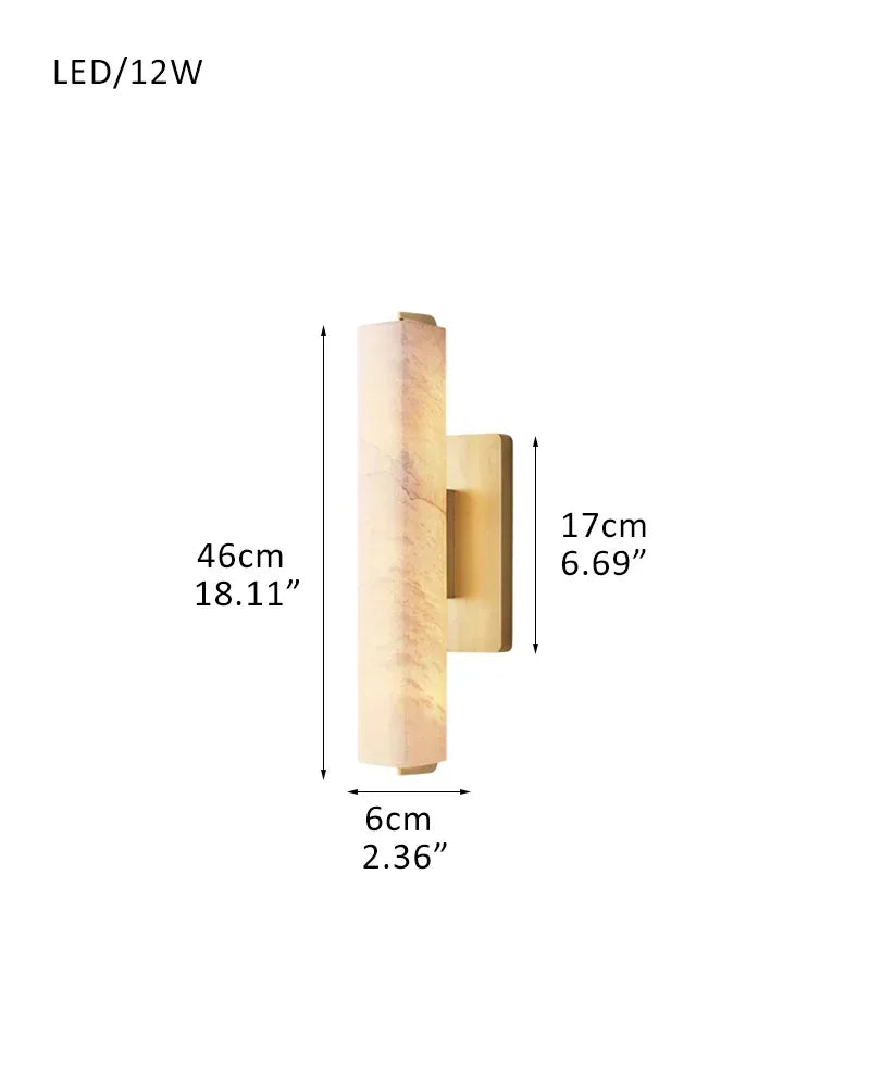 LightsStory Series Geometric Wall Sconce | Vertical Brass Lines Sleek Brass and Raw Veined Alabaster, Burnished Brass and Black finish for Modern Living Rooms and Hallways Single-D6*H46CM D2.5"*H18-M Brass + White Flush Mounted Wall Sconce Lamp