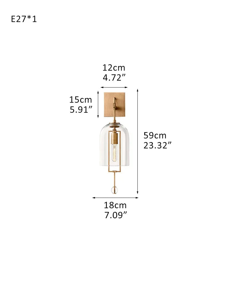 Rockport Series Geometric Wall Sconce | Sculptural Stems Ribbed borosilicate glass and lacquered metal, Brushed Brass accents for Dining rooms, lobbies, and modern open spaces D18*H59CM D7.09"*H23.23" Brass Flush Mounted Wall Sconce Lamp