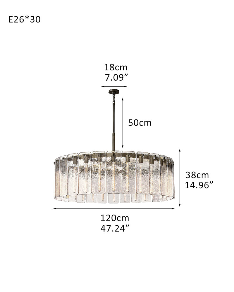 Calamette Clear Glass Round Chandelier Indoor Lighting Wide 36" 48" 60" Lacquered Burnished Brass/Black